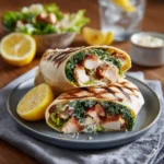 Serving Grilled Chicken Caesar Salad Wrap