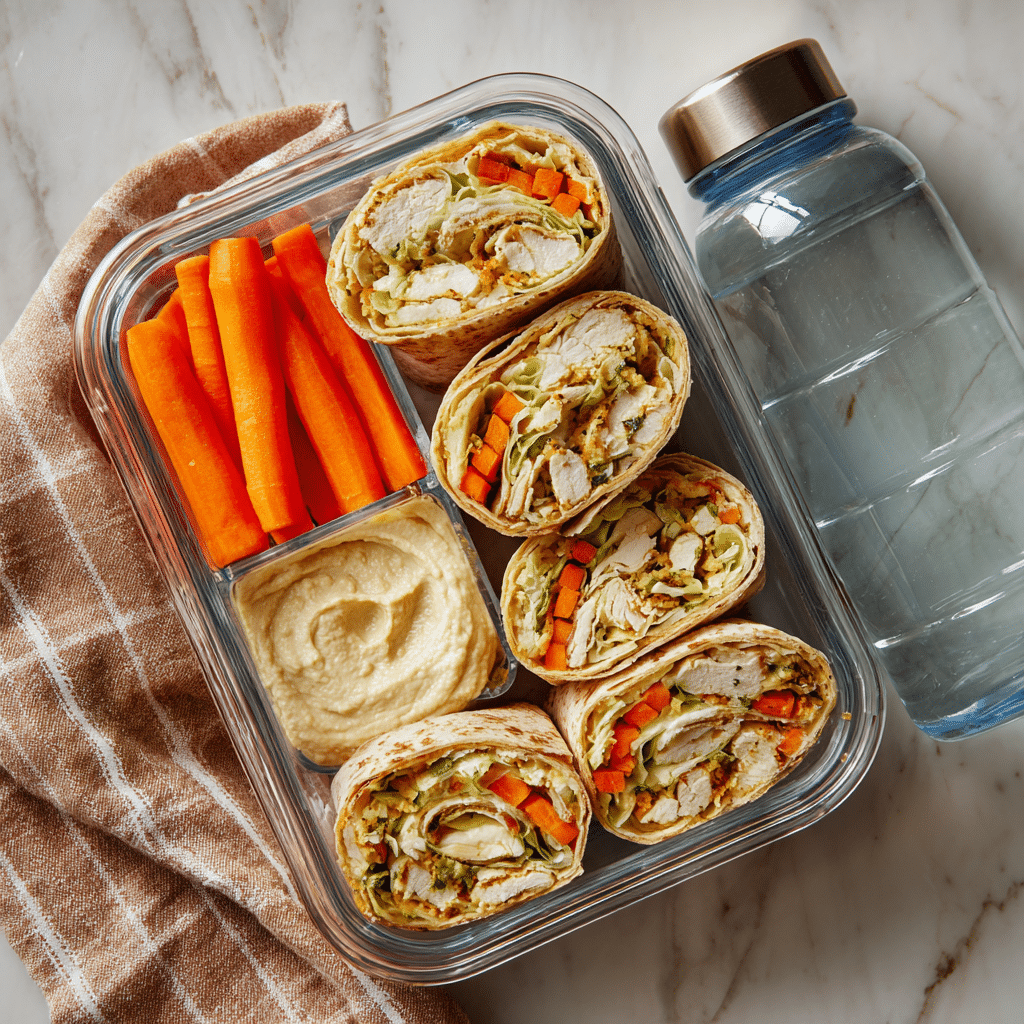 Meal prep grilled chicken wraps ready to serve