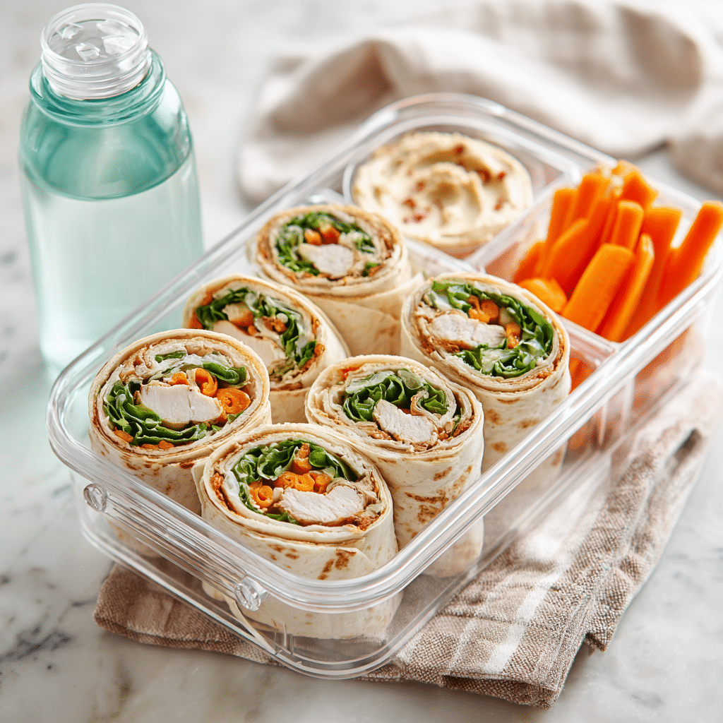 Meal prep grilled chicken wraps ready to serve