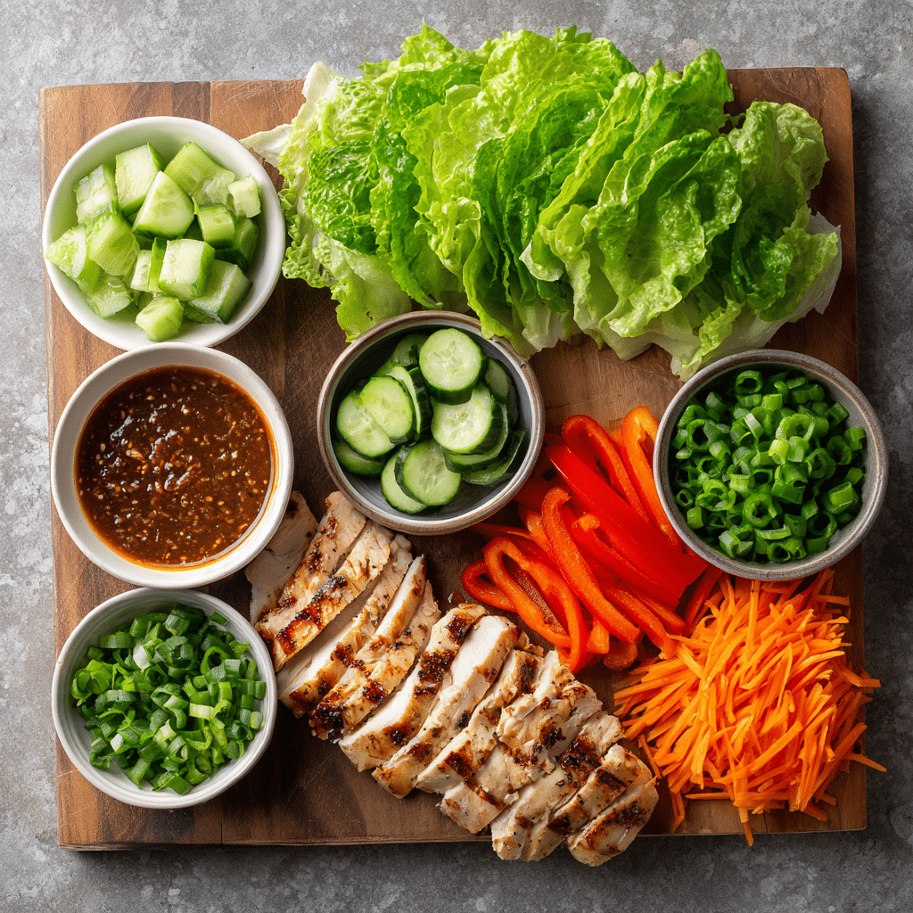 Chicken wrap ingredients flat lay