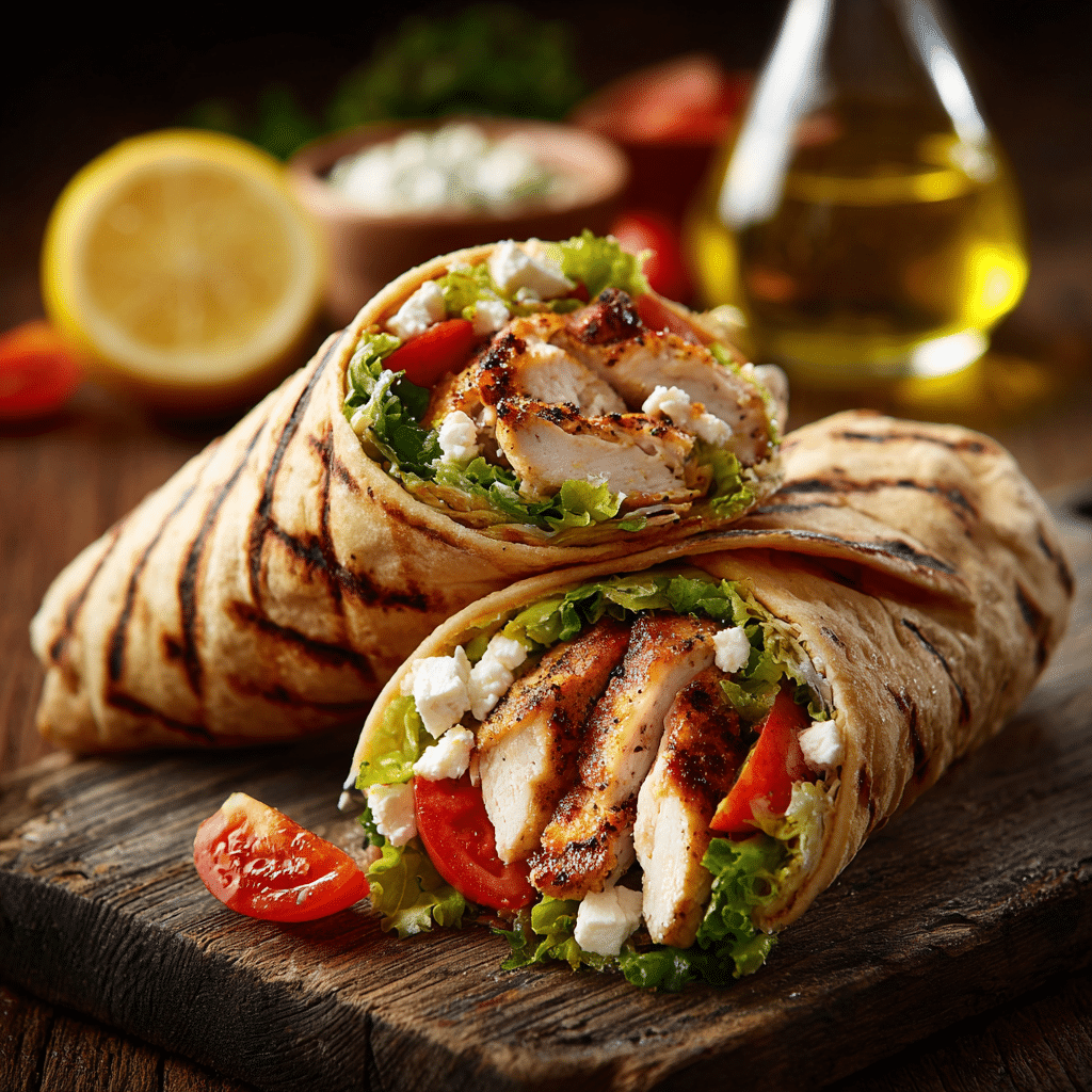 Grilled chicken wrap with Greek marinade