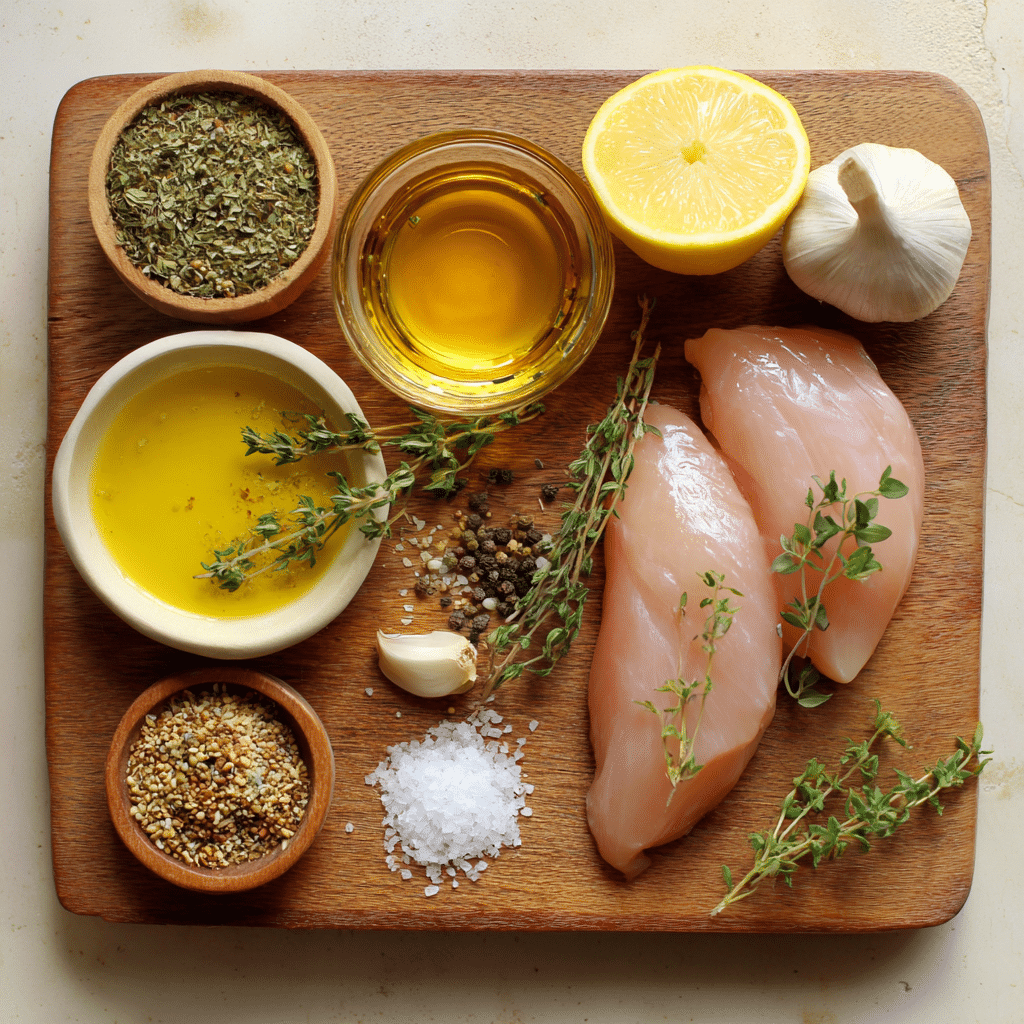Greek marinade ingredients for chicken wrap