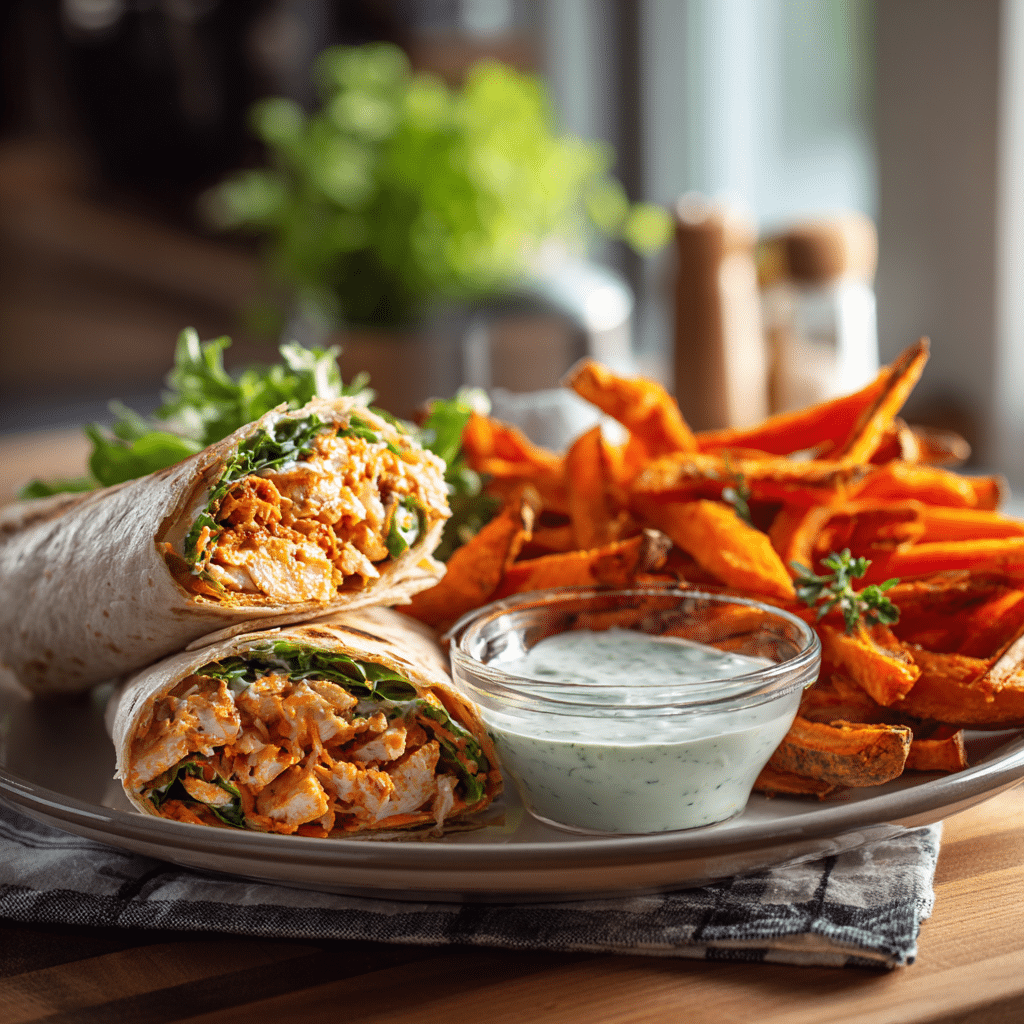 Spicy Buffalo Chicken Wrap with sides
