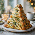 Basil pesto puff pastry Christmas tree appetizer