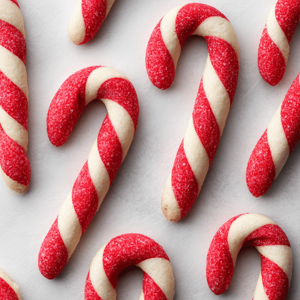 Candy Cane Cookies served with hot cocoa and Christmas lights