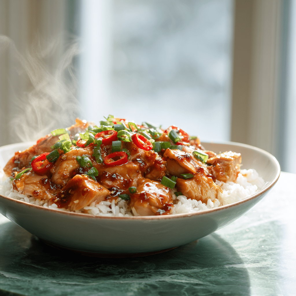 Sweet chili chicken bowl with coconut lime drizzle recipe