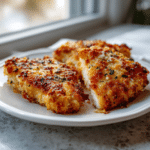 Featured Baked Parmesan Crusted Chicken with parmesan panko crust.