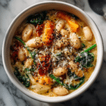 Tuscan white bean soup simmering
