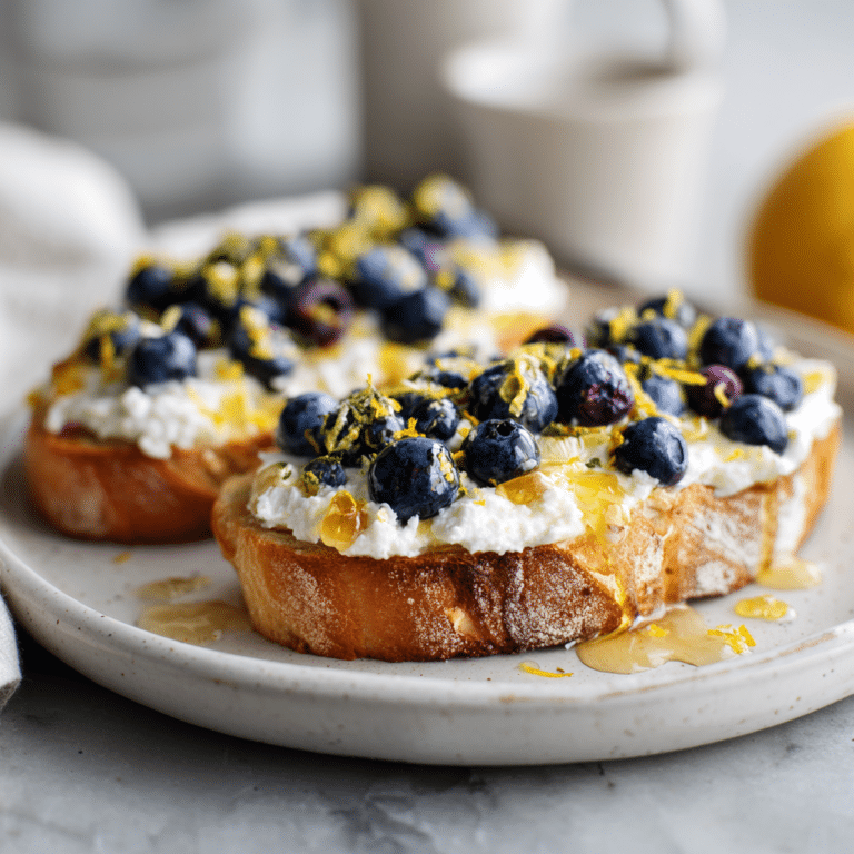 Lemon Blueberry Ricotta Toast - Breathtaking Recipes