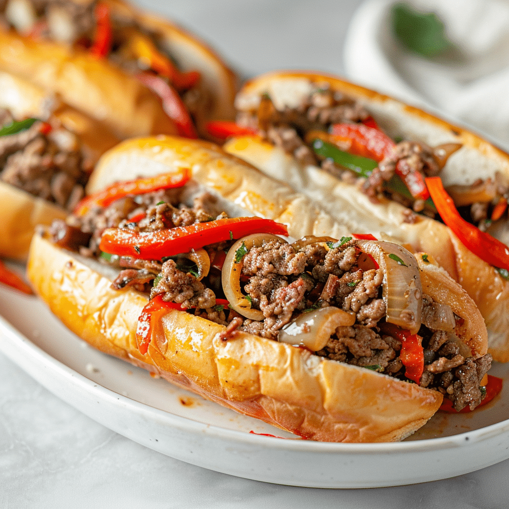 Ground Beef Philly Cheesesteaks Recipe