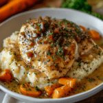 Creamy Herb Chicken with Mashed Potatoes & Glazed Carrots