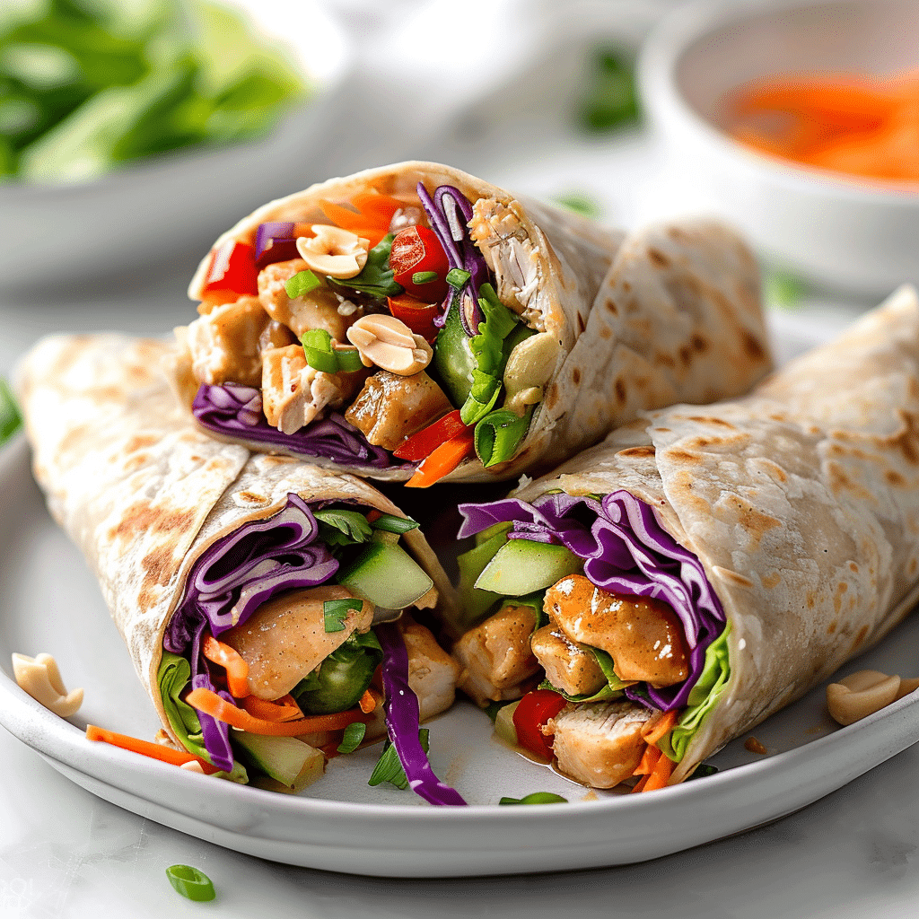 Thai Peanut Chicken Wraps Easy Recipe