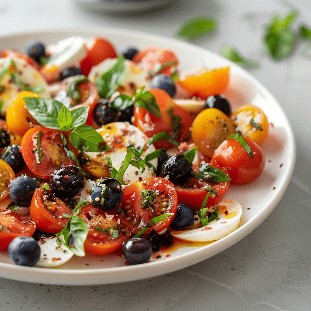 Blueberry Cherry Tomato Caprese Salad Recipe