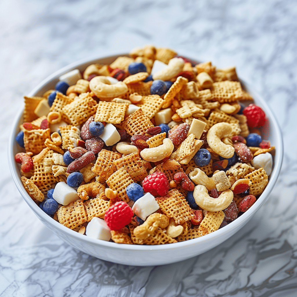 4th of July Chex Mix (Red, White & Blue!)
