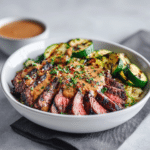 Grilled Steak Bowl with Sauce & Grilled Zucchini Bliss