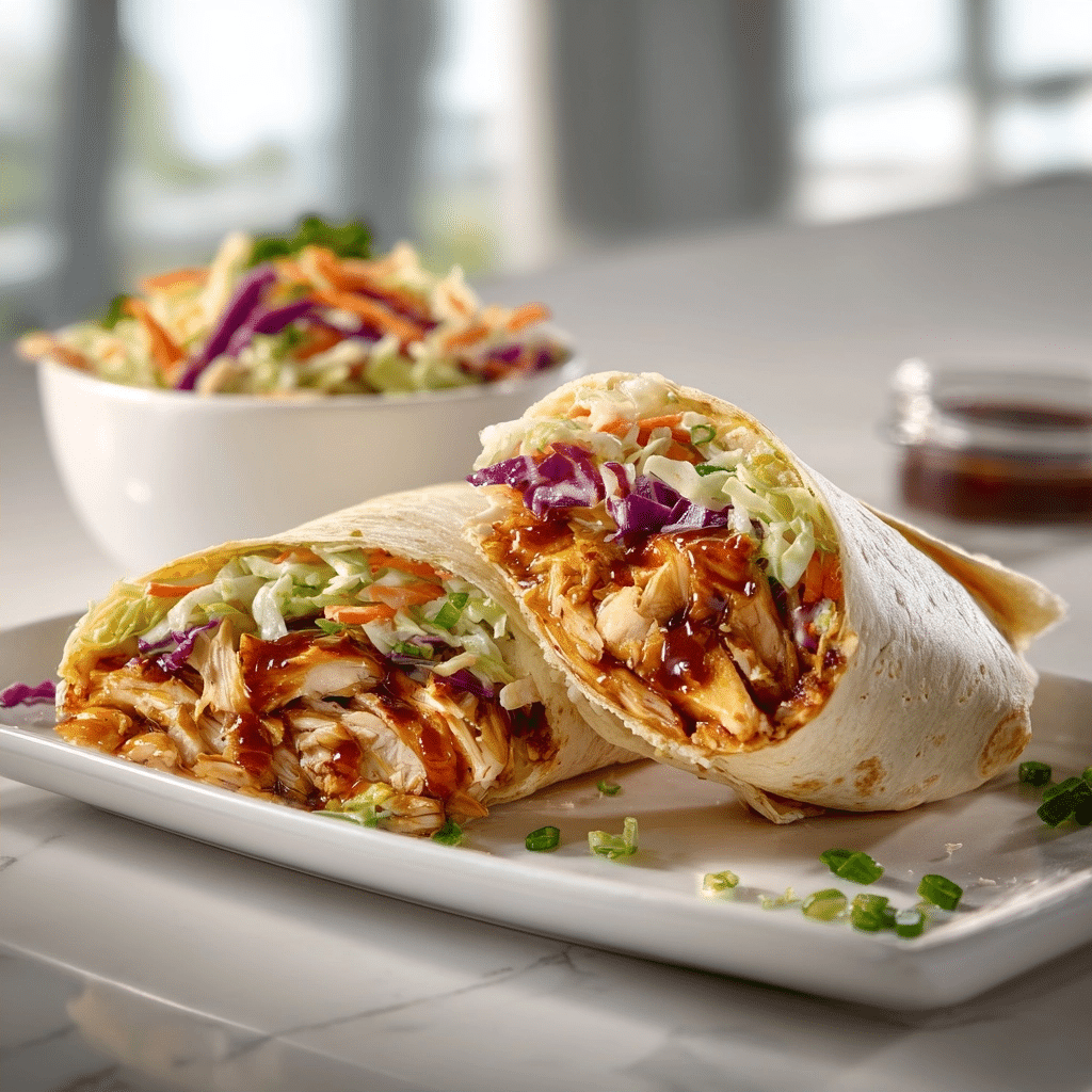 Smoky BBQ Chicken & Crunchy Coleslaw Wraps
