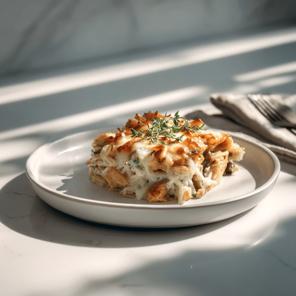 French Onion Chicken Orzo Casserole: Rich One-Pot Comfort