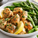 Garlic Butter Chicken Bites with Lemon Asparagus