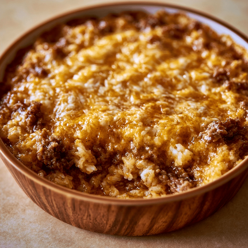 Cheesy Ground Beef and Rice Casserole Recipe