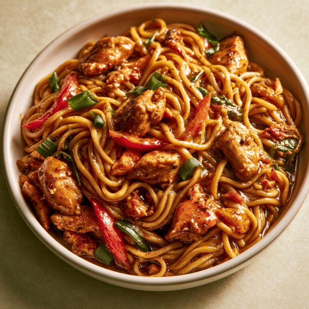 Extra Saucy Garlic Chicken Lo Mein Recipe