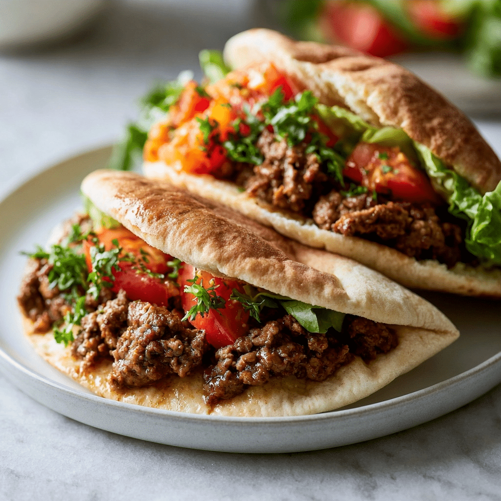 Mediterranean Ground Beef Pita Pockets Recipe
