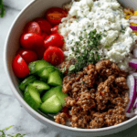 Greek Ground Beef Bowl with Tzatziki Recipe