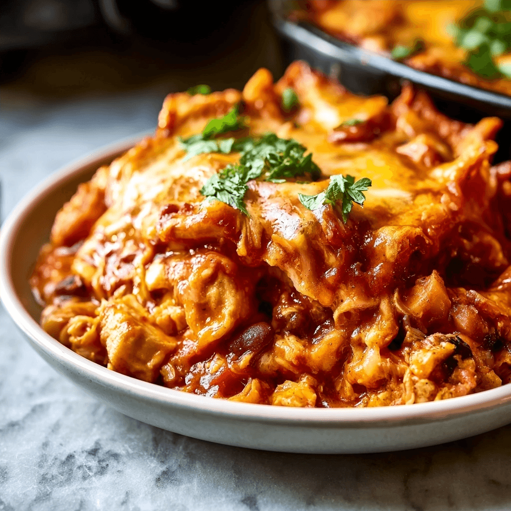Crockpot Chicken Enchilada Casserole Recipe