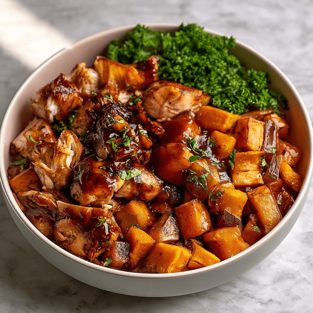 Roasted BBQ Chicken and Sweet Potato Bowls