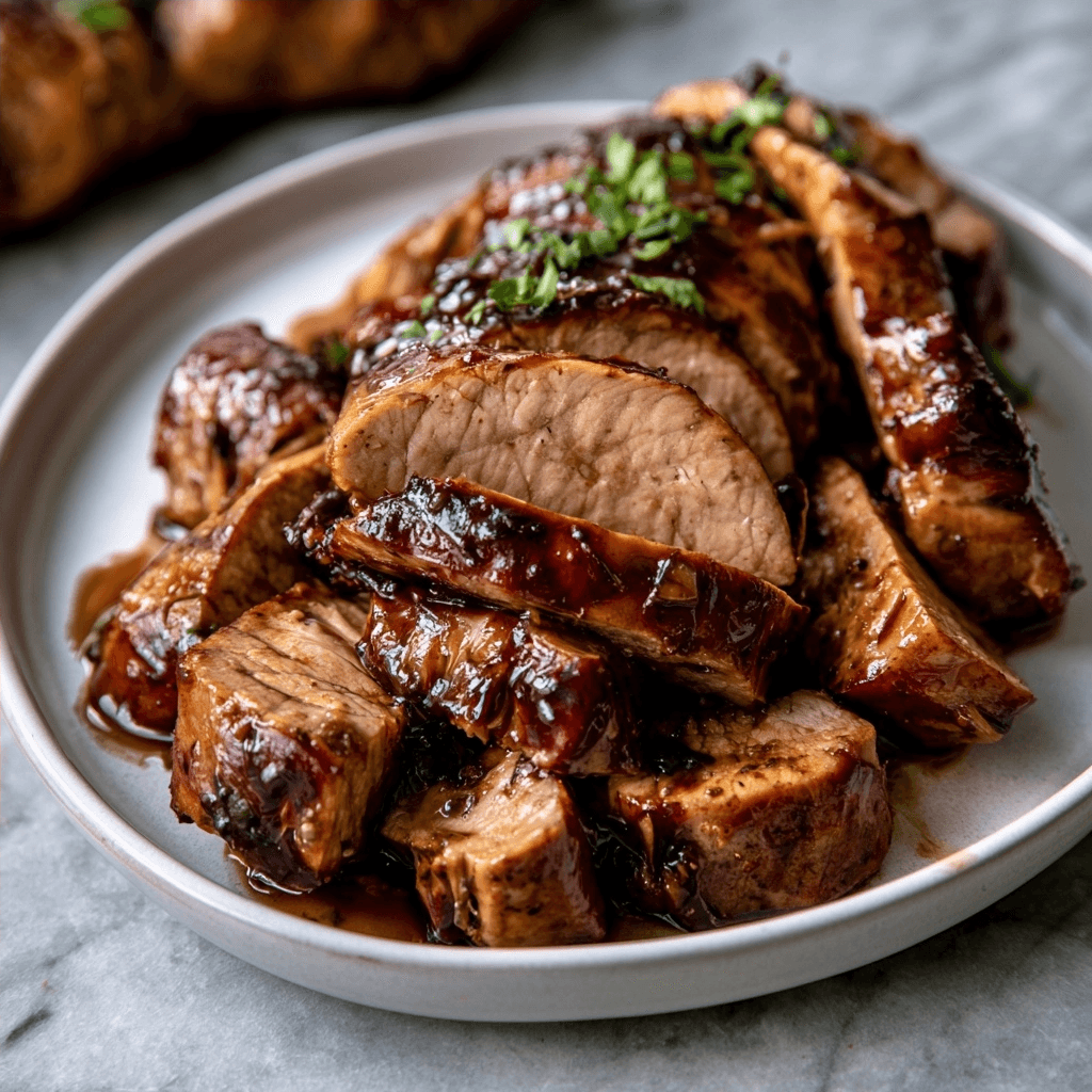 Crockpot Pork Tenderloin with Brown Sugar Balsamic Glaze