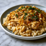 French Onion Chicken Orzo Casserole Recipe