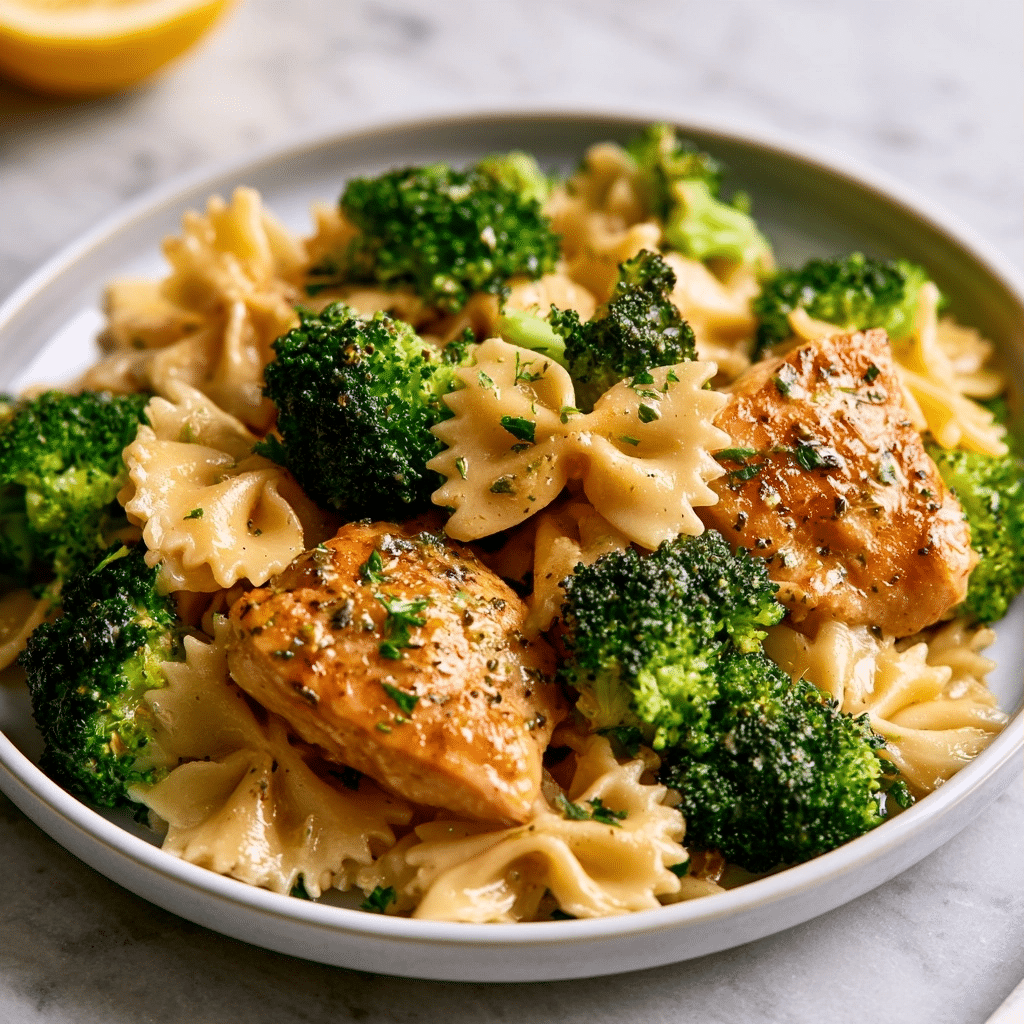 Cowboy Butter Lemon Bowtie Chicken with Broccoli Recipe